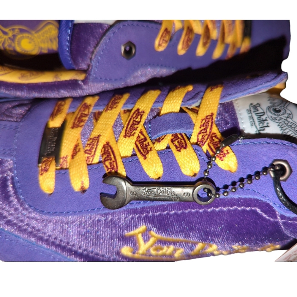 RARE Von Dutch LAKERS Purple Vintage VELVET Sneakers NBA Playoffs LSU Gift 11